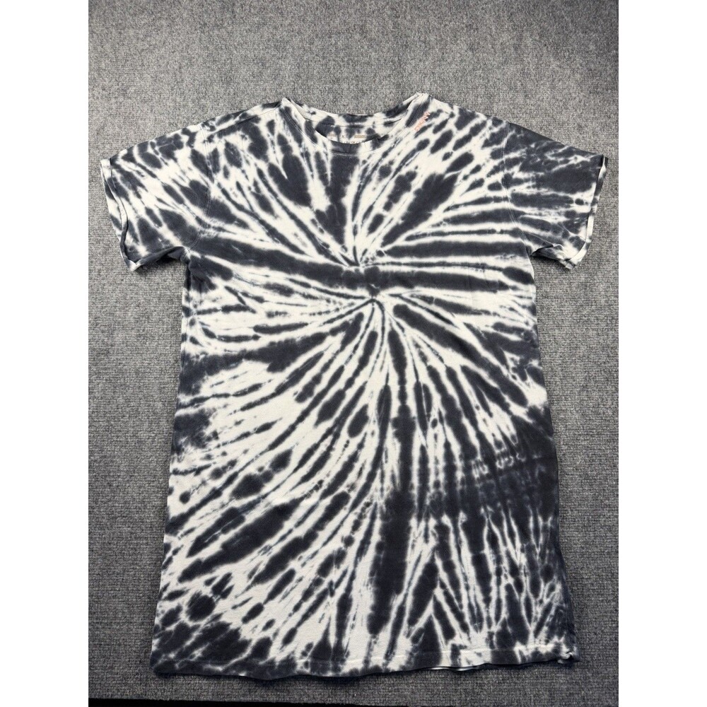 DKNY Tie Dye T Shirt Size S Black White Spiral Y2K Streetwear Grunge Urban Boho